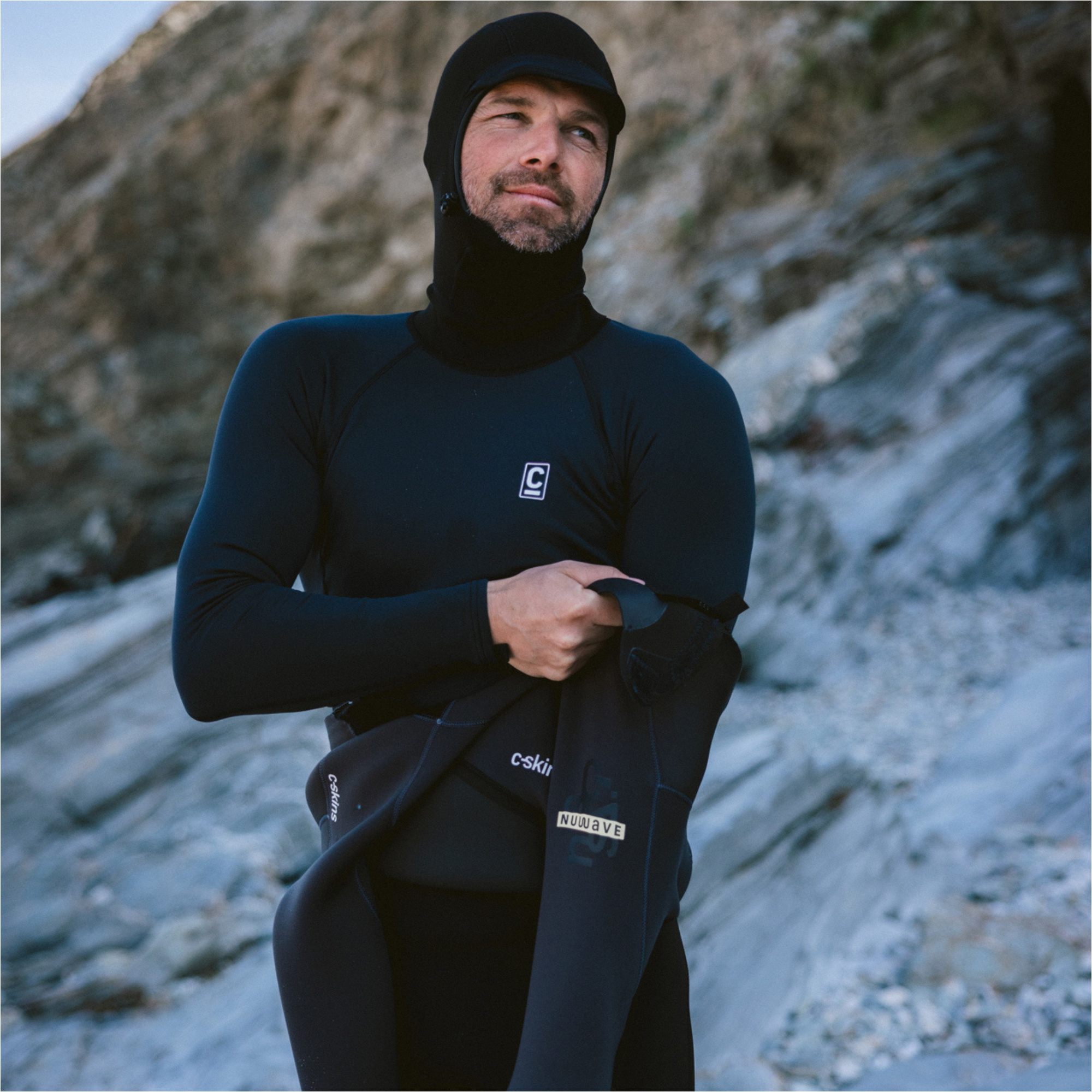2025 C-Skins Hombres Chaleco Térmico Skins De Manga Larga Con Capucha C-HDILSMHC - Black